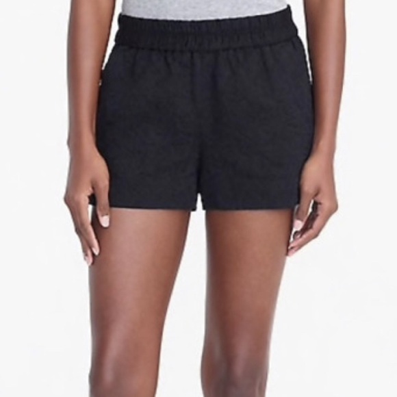 J Crew Black Jacquard Floral Print Pull On Shorts - Picture 2 of 10